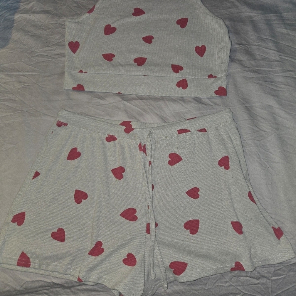 Colsie Gray and Red Heart Pajama Set